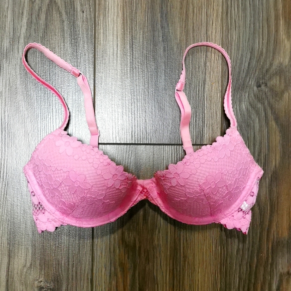 H&M Bubblegum Pink Lace Push Up Bra, 32B - Picture 1 of 3